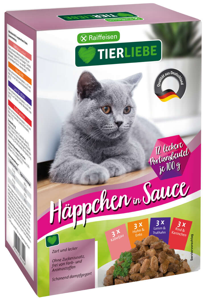TIERLIEBE Katzen-Nassfutter Häppchen in Sauce